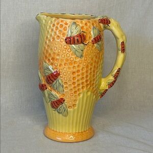 Staffordshire Cottage Ware Beehive Pitcher Yellow Ladybug Jug Vintage